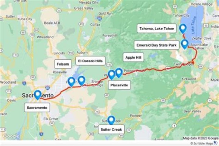 How Far Is It From Sacramento To Lake Tahoe